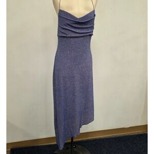 Be Smart Y2K Purple Beaded Dress 11/12 Juniors Cowl Fitted Asymmetric Purple